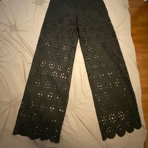 Anna Sui scalloped hem pants eyelet pants